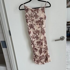 Peppermayo Cream and Brown Floral Midi Dress